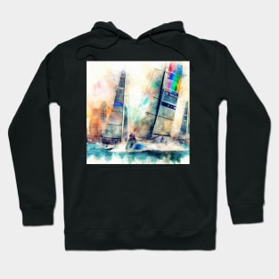 Abstract looking illustration of a sailboat race Hoodie